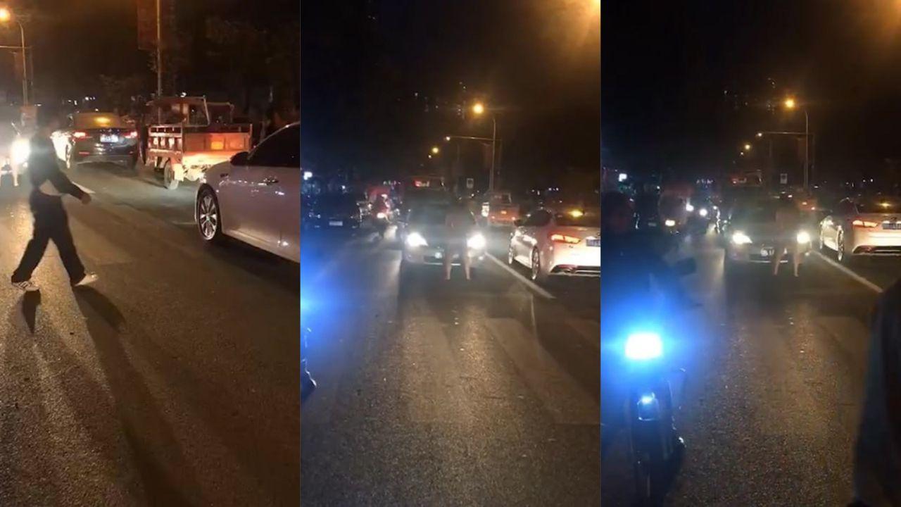 史上最魔幻新闻 四川广元一对男女在马路中间车震 车前盖成二人炮房 引路人疯狂围观