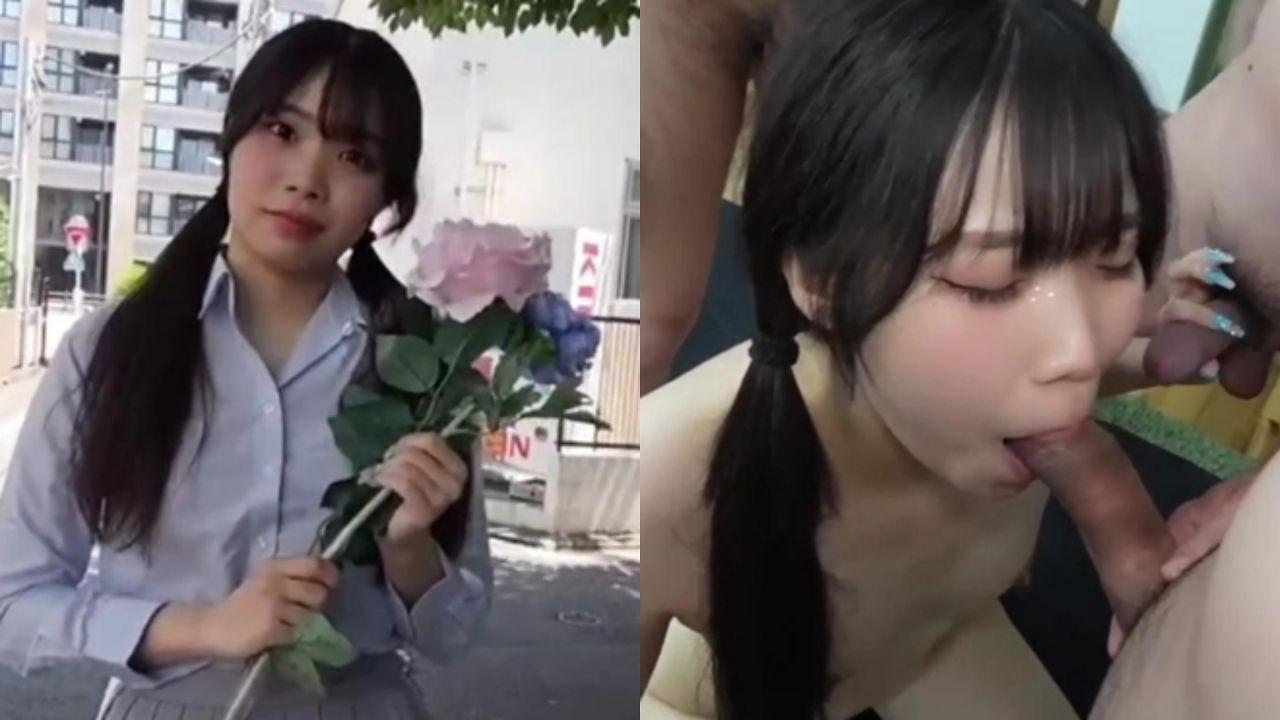 日本fc2系列 苗条可爱素人妹妹 扎着双马尾 被5男包围轮流抽插做爱